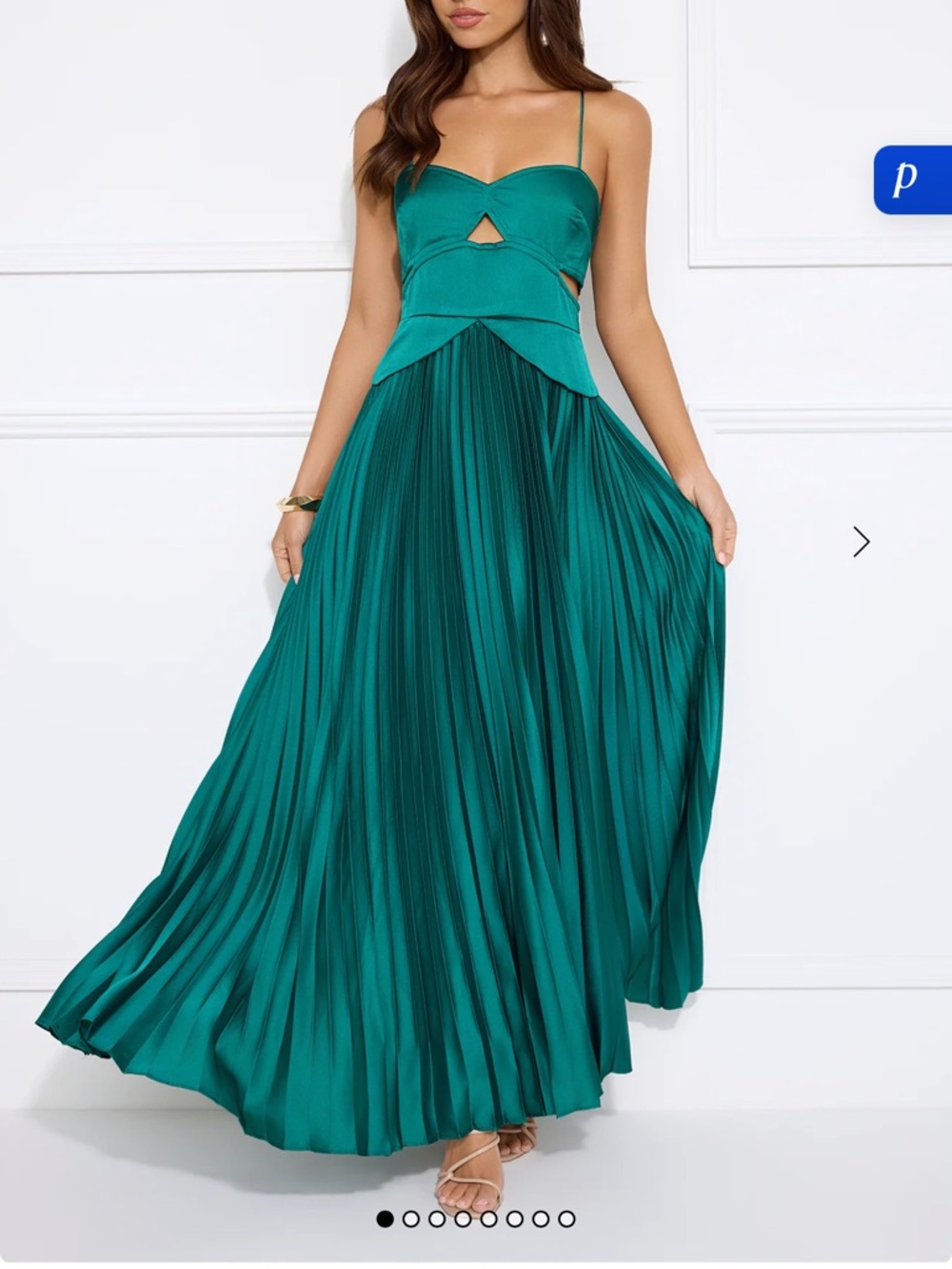Hello Molly Green Pleated Formal Maxi Dress NWT